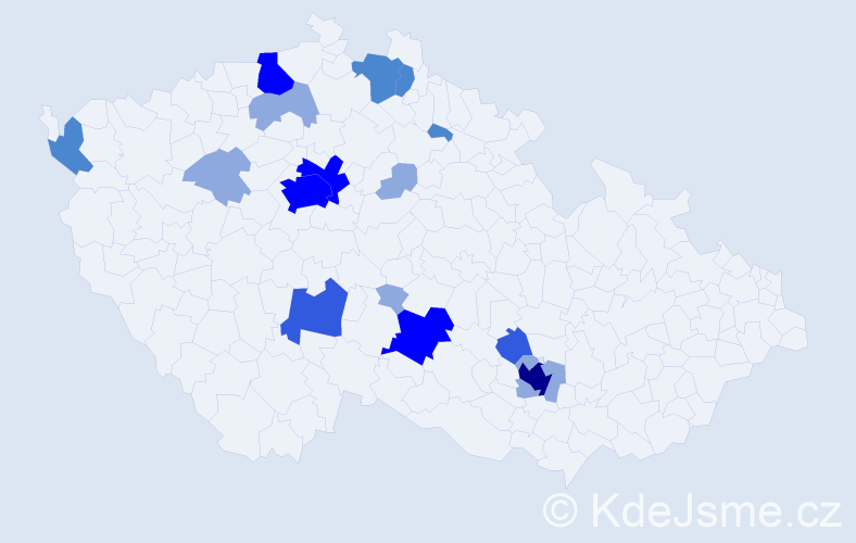 Příjmení: 'Mičán', počet výskytů 42 v celé ČR