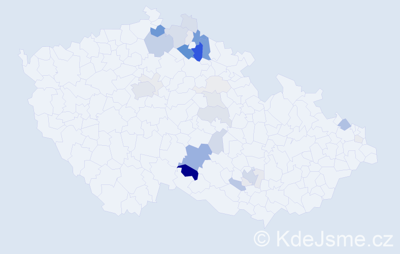 Příjmení: 'Vokřínek', počet výskytů 114 v celé ČR