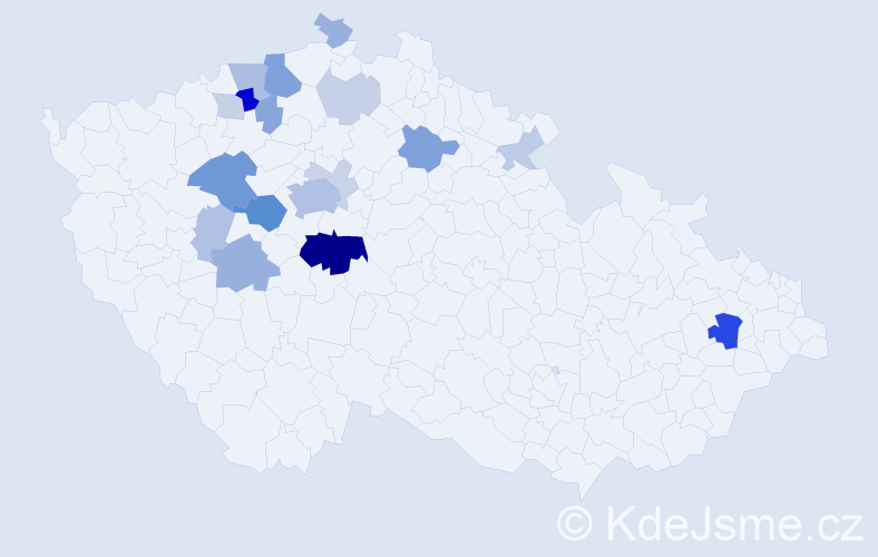 Příjmení: 'Vytejčková', počet výskytů 55 v celé ČR
