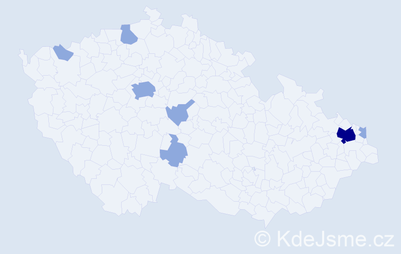 Příjmení: 'Márta', počet výskytů 11 v celé ČR