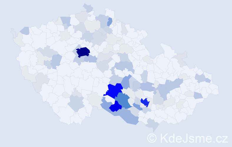 Příjmení: 'Kabelka', počet výskytů 456 v celé ČR