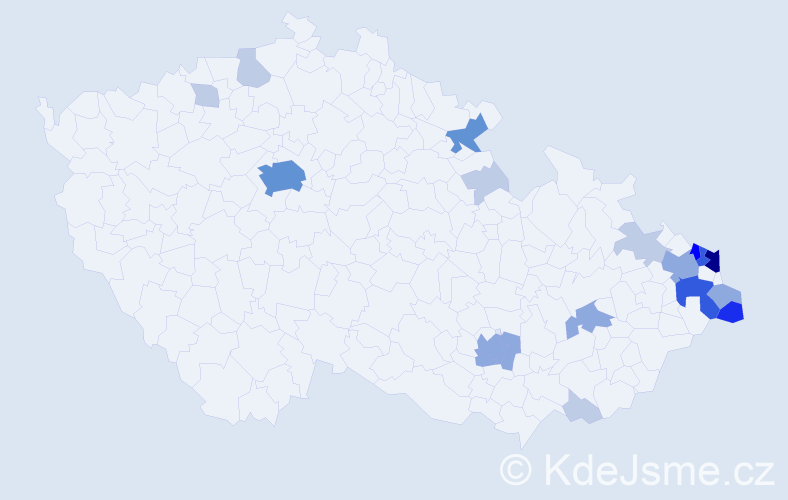 Příjmení: 'Chylková', počet výskytů 60 v celé ČR