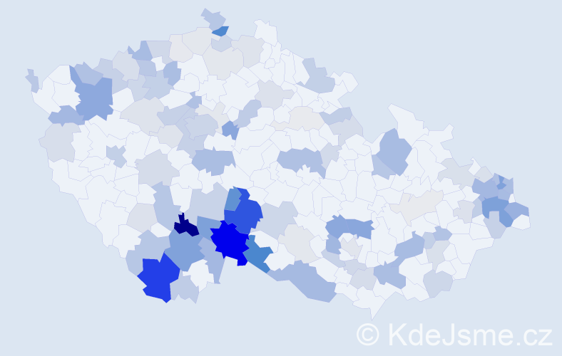 Příjmení: 'Valková', počet výskytů 315 v celé ČR