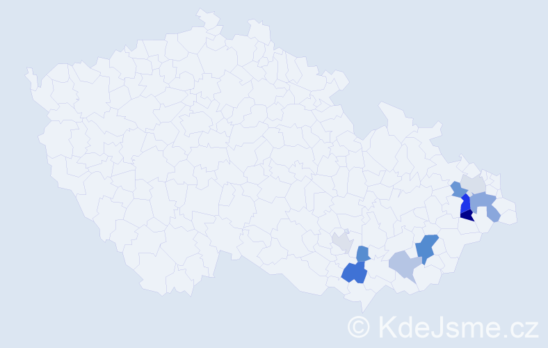 Příjmení: 'Mikerásek', počet výskytů 18 v celé ČR