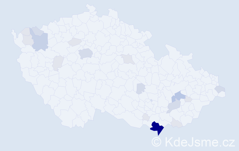 Příjmení: 'Kruták', počet výskytů 60 v celé ČR