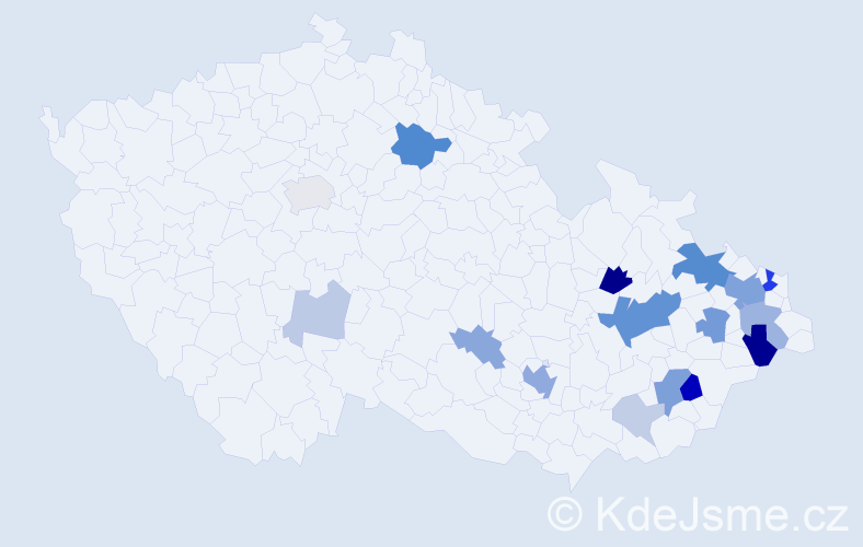 Příjmení: 'Mílek', počet výskytů 51 v celé ČR