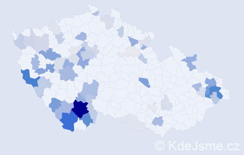 Příjmení: 'Mičan', počet výskytů 210 v celé ČR