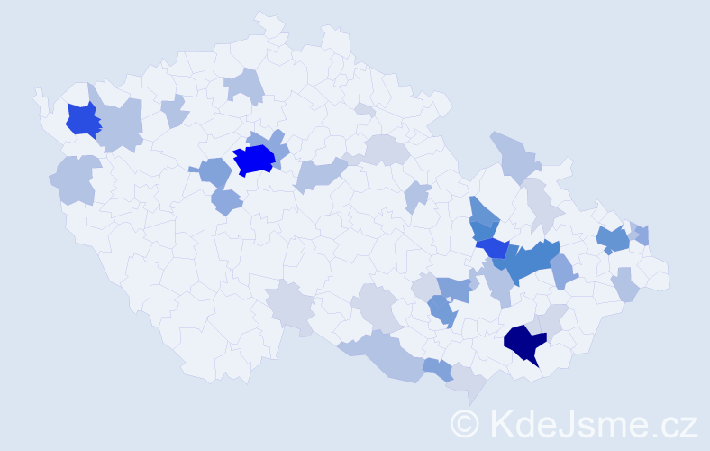 Příjmení: 'Šipková', počet výskytů 142 v celé ČR