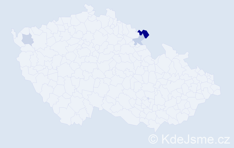 Příjmení: 'Kordan', počet výskytů 5 v celé ČR