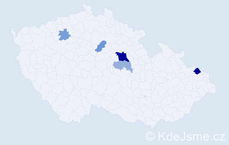 Příjmení: 'Kárych', počet výskytů 13 v celé ČR