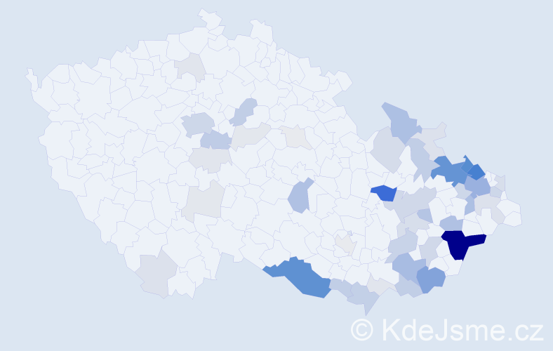 Příjmení: 'Hříbek', počet výskytů 208 v celé ČR