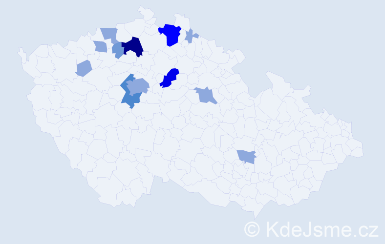 Příjmení: 'Slanička', počet výskytů 27 v celé ČR