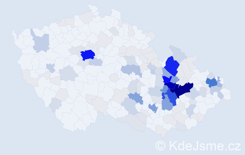 Příjmení: 'Vařeková', počet výskytů 530 v celé ČR