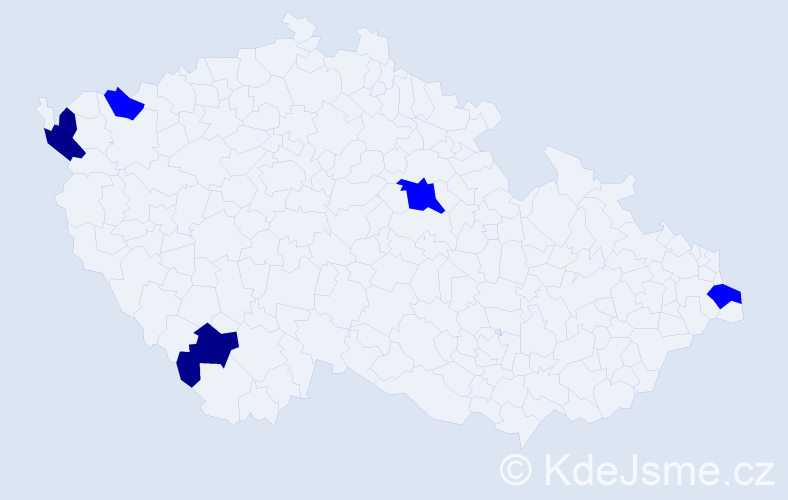 Příjmení: 'Vošková', počet výskytů 7 v celé ČR