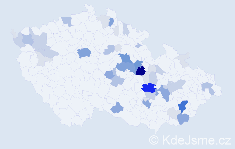 Příjmení: 'Pravcová', počet výskytů 155 v celé ČR