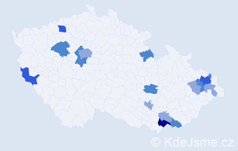 Příjmení: 'Stanček', počet výskytů 36 v celé ČR
