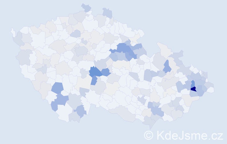 Příjmení: 'Veselka', počet výskytů 614 v celé ČR