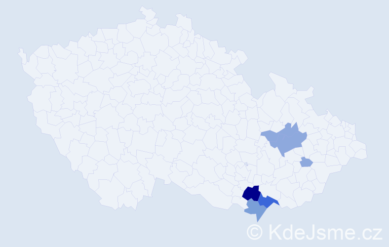 Příjmení: 'Kunč', počet výskytů 17 v celé ČR