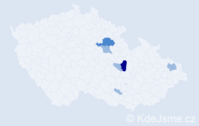 Příjmení: 'Krajsl', počet výskytů 10 v celé ČR