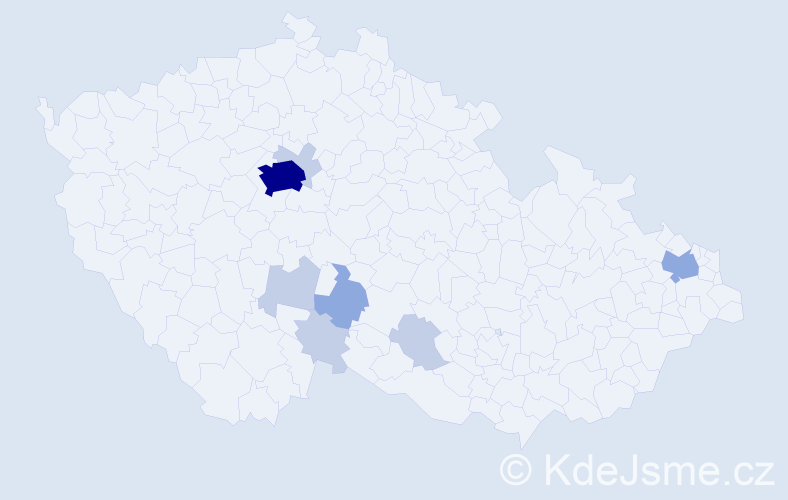 Příjmení: 'Kralertová', počet výskytů 19 v celé ČR