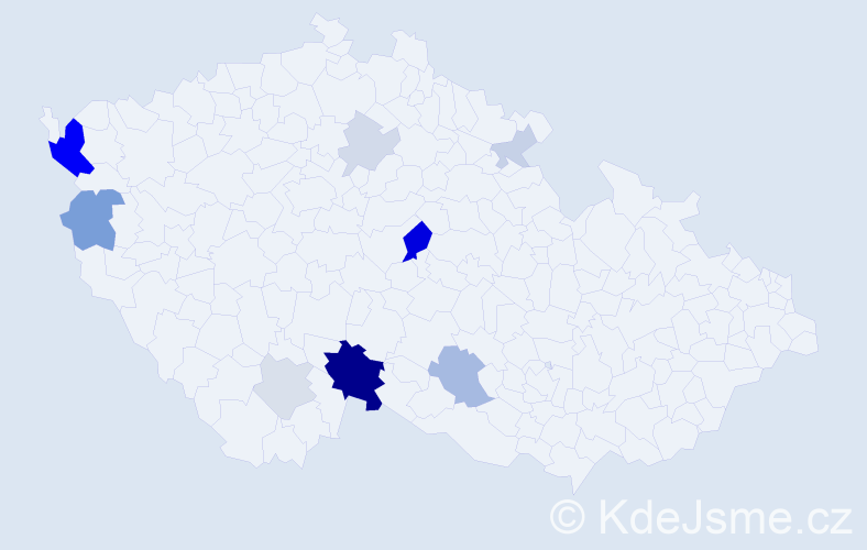 Příjmení: 'Frýblová', počet výskytů 28 v celé ČR