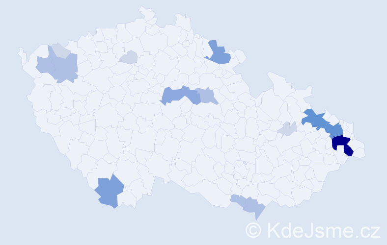 Příjmení: 'Levai', počet výskytů 54 v celé ČR