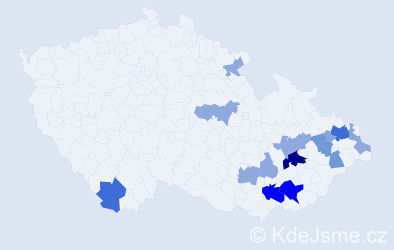 Příjmení: 'Valčuhová', počet výskytů 60 v celé ČR
