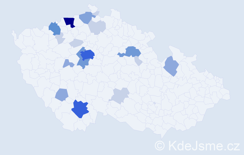 Příjmení: 'Kotvald', počet výskytů 54 v celé ČR