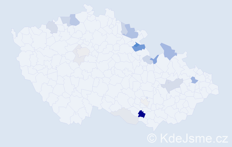 Příjmení: 'Tatai', počet výskytů 44 v celé ČR