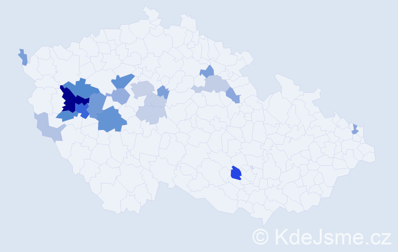 Příjmení: 'Komanec', počet výskytů 70 v celé ČR