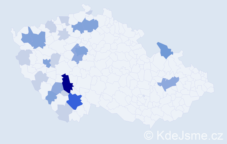 Příjmení: 'Pechoušková', počet výskytů 59 v celé ČR