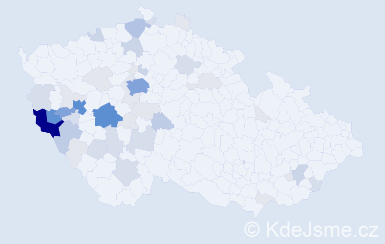 Příjmení: 'Vogeltanz', počet výskytů 165 v celé ČR