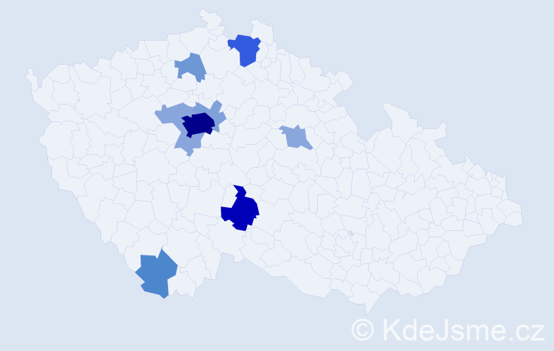 Příjmení: 'Mihule', počet výskytů 43 v celé ČR