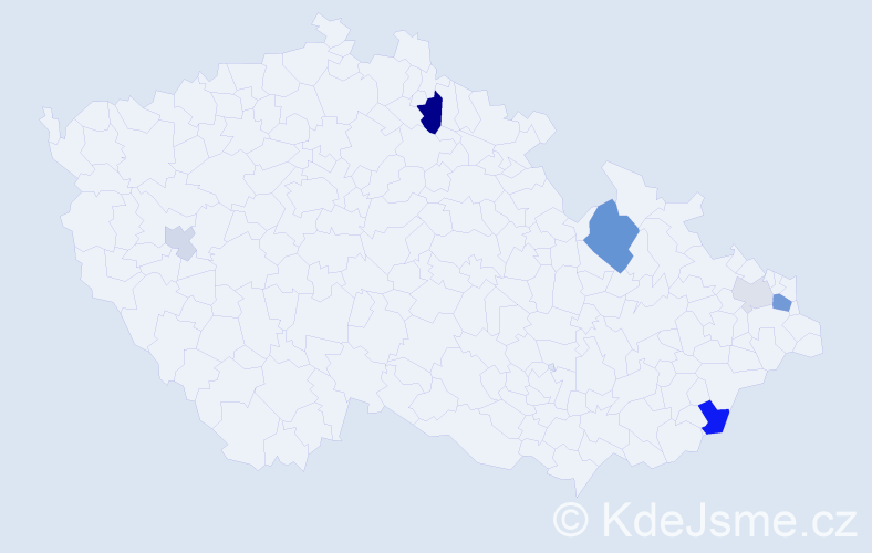 Příjmení: 'Svaček', počet výskytů 13 v celé ČR
