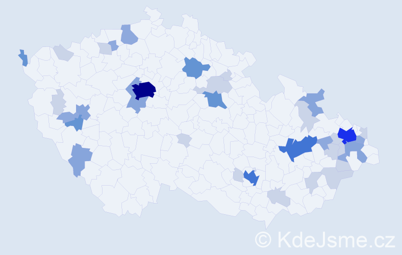 Příjmení: 'Medveď', počet výskytů 99 v celé ČR