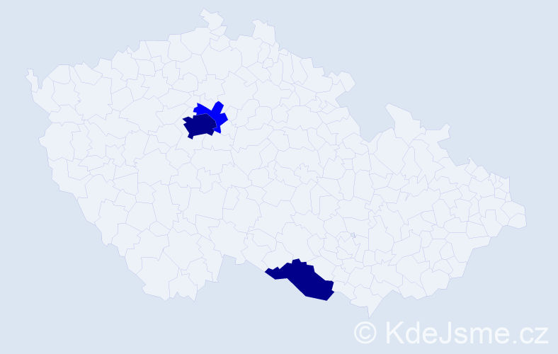 Příjmení: 'Borodáč', počet výskytů 5 v celé ČR