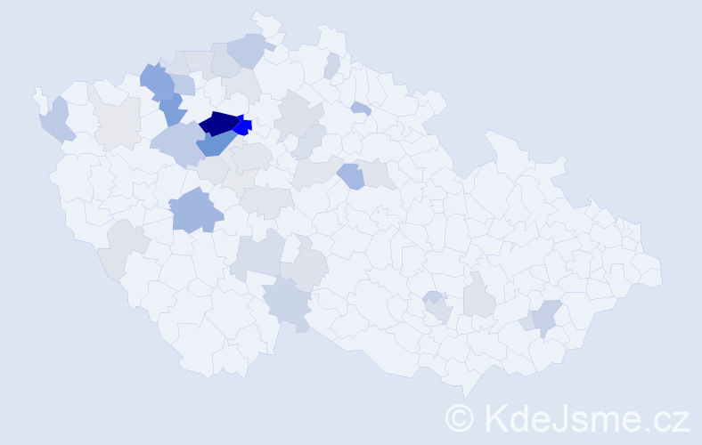 Příjmení: 'Kinterová', počet výskytů 135 v celé ČR