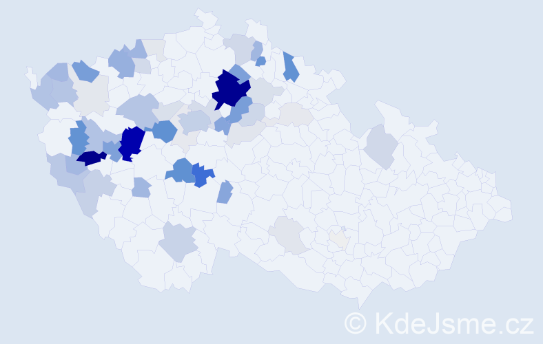 Příjmení: 'Mulač', počet výskytů 209 v celé ČR