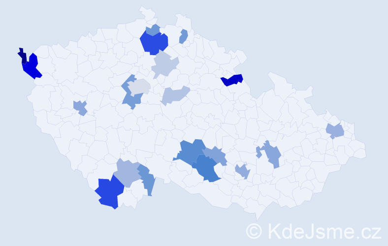 Příjmení: 'Wildmannová', počet výskytů 55 v celé ČR