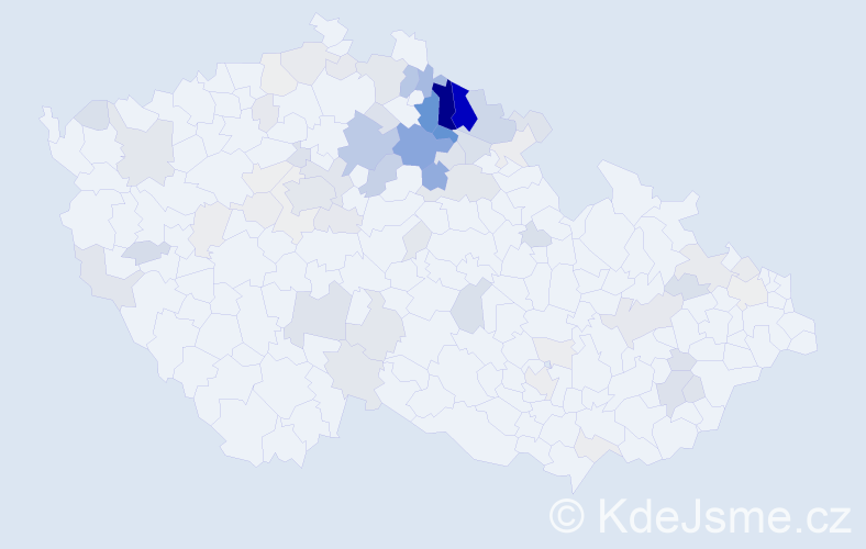 Příjmení: 'Kynčl', počet výskytů 264 v celé ČR