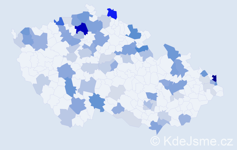 Příjmení: 'Antal', počet výskytů 183 v celé ČR