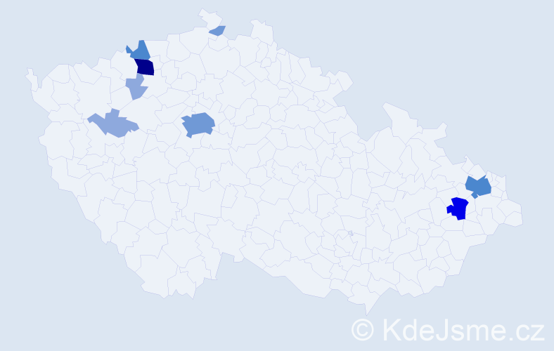 Příjmení: 'Kozlok', počet výskytů 23 v celé ČR