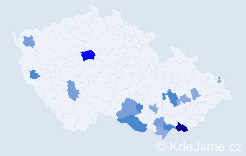 Příjmení: 'Kucharič', počet výskytů 42 v celé ČR