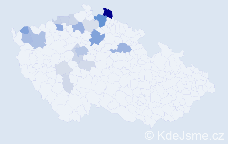 Příjmení: 'Durdisová', počet výskytů 76 v celé ČR