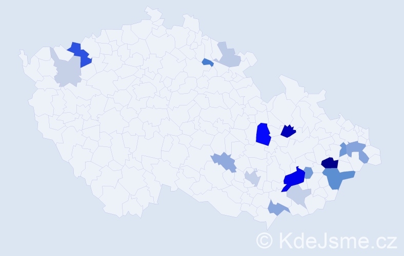 Příjmení: 'Bazalka', počet výskytů 44 v celé ČR