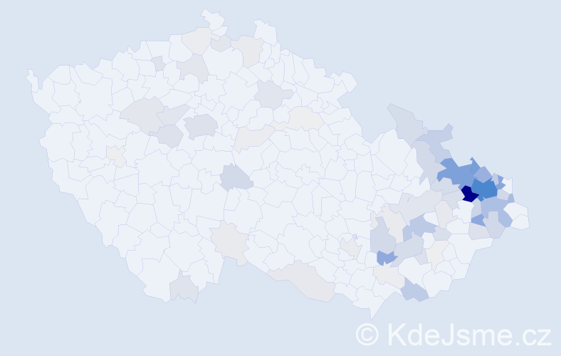 Příjmení: 'Dluhoš', počet výskytů 385 v celé ČR