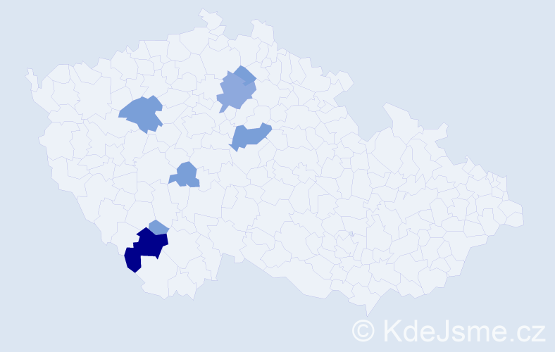 Příjmení: 'Tremmel', počet výskytů 18 v celé ČR