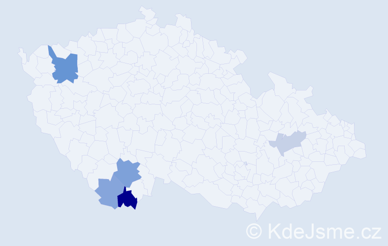 Příjmení: 'Geber', počet výskytů 10 v celé ČR