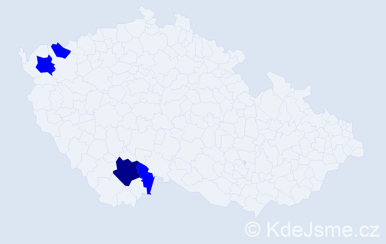 Příjmení: 'Vollner', počet výskytů 5 v celé ČR