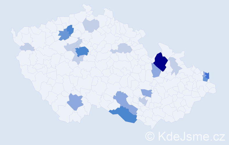 Příjmení: 'Ivanovičová', počet výskytů 62 v celé ČR